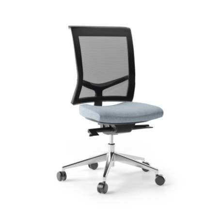 Siège ergonomique avec dossier respirant et pieds aluminium pour bureau professionnel EVA.