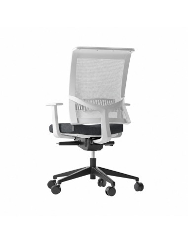 Chaise de bureau soutien lombaire EVA.II en blanc vue de dos.