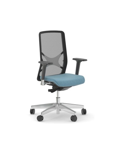 Chaise de bureau ergonomique résille avec assise bleue rembourrée pour bureaux et espaces professionnels WIND.