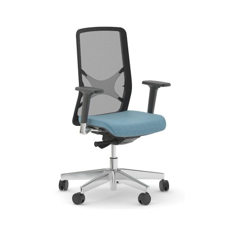 Chaise de bureau ergonomique résille avec assise bleue rembourrée pour bureaux et espaces professionnels WIND.