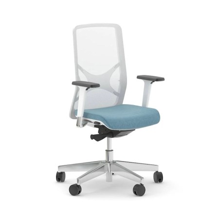 Siège de bureau ergonomique WIND avec dossier en résille, soutien lombaire en X et piètement aluminium.