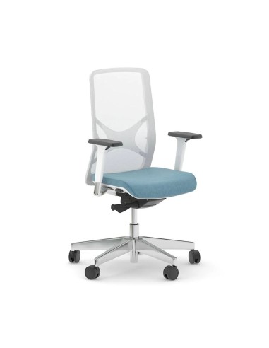 Siège de bureau ergonomique WIND avec dossier en résille, soutien lombaire en X et piètement aluminium.