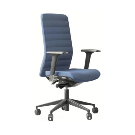 Chaise de bureau WIND avec dossier rembourré en tissu, soutien lombaire réglable et piètement cinq branches.