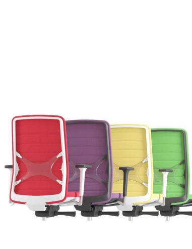 Coloris de la chaise de bureau WIND avec soutien lombaire en croix transparente.