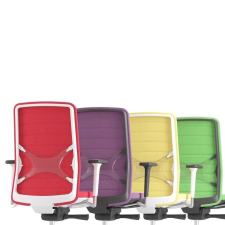 Coloris de la chaise de bureau WIND avec soutien lombaire en croix transparente.