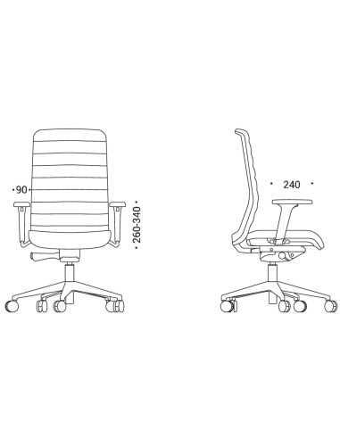 Dimensions des accoudoirs de la chaise WIND en tissu.