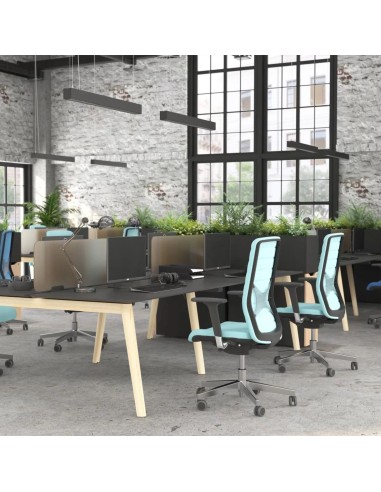 Siège de bureau professionnel tissu avec soutien lombaire WIND dans un bureau partagé à Lucerne.