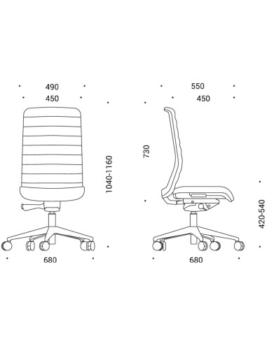 Dimensions de la chaise WIND en tissu.