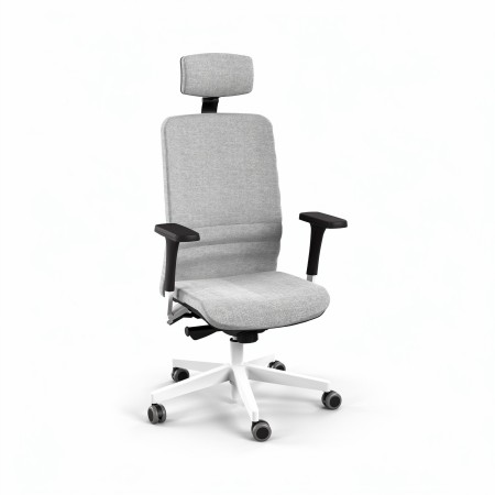 Fauteuil de bureau direction WIND avec dossier tissu, têtière et soutien lombaire réglable.
