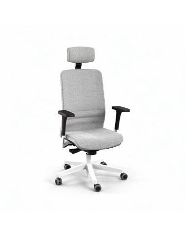 Fauteuil de bureau direction WIND avec dossier tissu, têtière et soutien lombaire réglable.