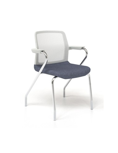 Chaise de conférence empilable 4 pieds WIND en résille blanche.