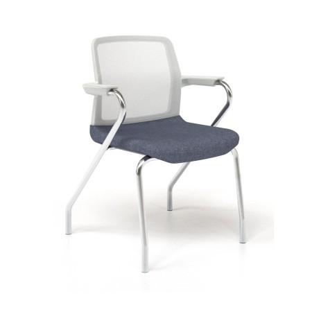 Chaise de conférence empilable 4 pieds WIND en résille blanche.