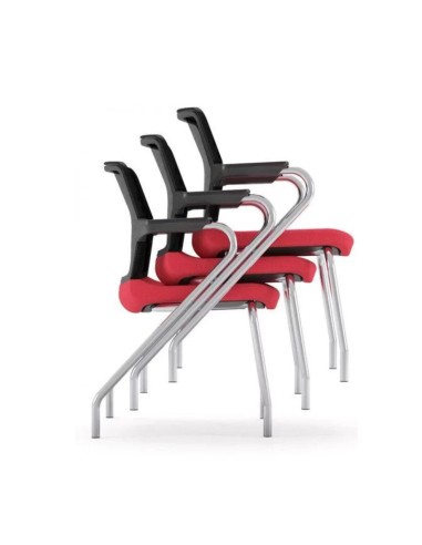 Chaise visiteur résille rouge empilable pour salle de réunion WIND.