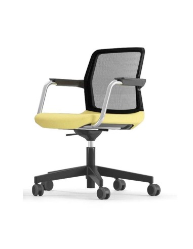 Chaise de réunion WIND avec dossier en maille et base pivotante.