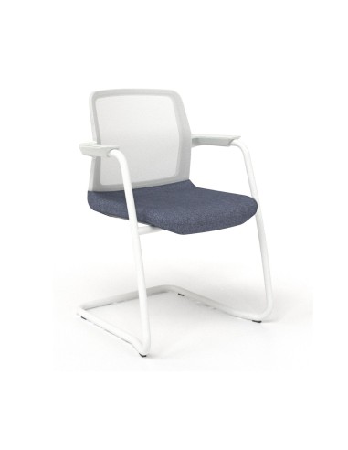 Chaise cantilever design respirante pour réunion et accueil WIND blanche.