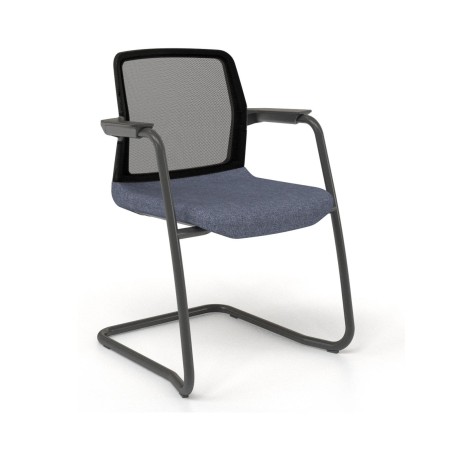 Chaise visiteur cantilever empilable WIND noire personnalisable.