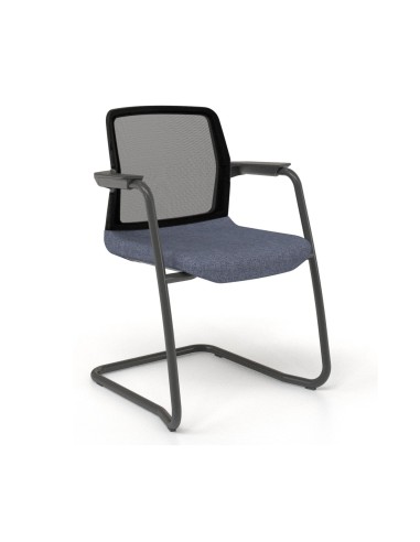 Chaise visiteur cantilever empilable WIND noire personnalisable.