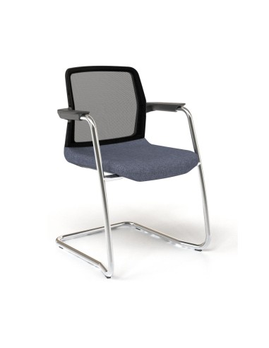 Chaise visiteur WIND avec piètement cantilever chromé et dossier maille.