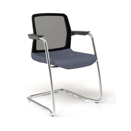 Chaise visiteur WIND avec piètement cantilever chromé et dossier maille.