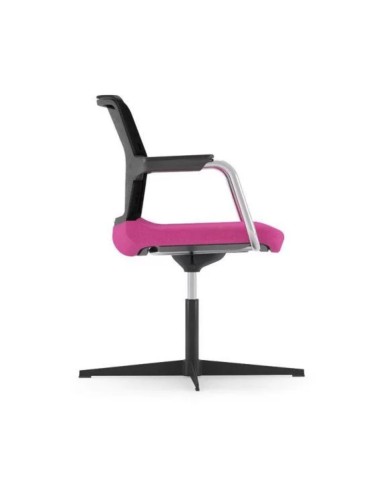 Chaise réunion pivotante réglable WIND 4 branches rose de profil.
