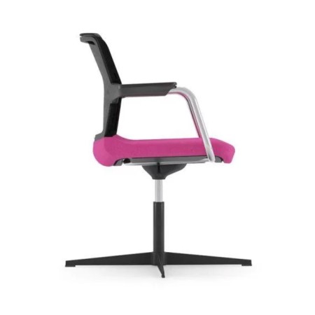 Chaise réunion pivotante réglable WIND 4 branches rose de profil.