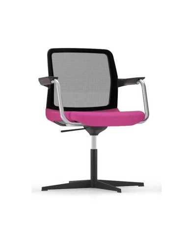 Chaise WIND rose pivotante avec base étoile 4 branches, dossier résille.