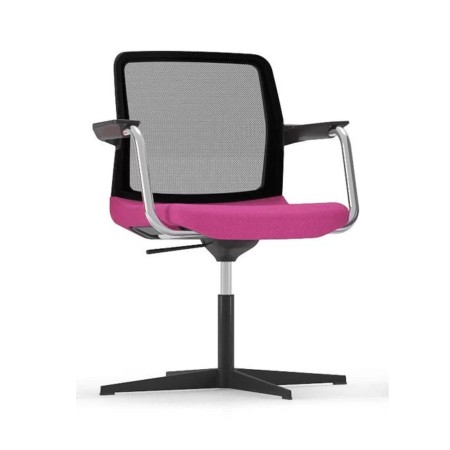 Chaise WIND rose pivotante avec base étoile 4 branches, dossier résille.
