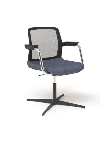 WIND chaise de réunion pivotante avec accoudoirs et dossier résille.