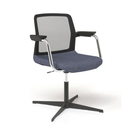 WIND chaise de réunion pivotante avec accoudoirs et dossier résille.