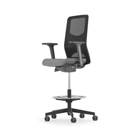 Chaise haute ergonomique pour bureaux assis-debout WIND avec roulettes et repose-pieds.