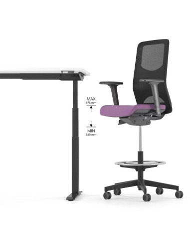 Chaise haute professionnelle WIND réglable en hauteur pour bureaux assis-debout.