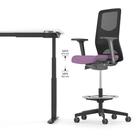 Chaise haute professionnelle WIND réglable en hauteur pour bureaux assis-debout.