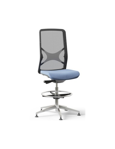 Chaise haute de travail pivotante avec soutien lombaire et repose-pieds WIND tables hautes.