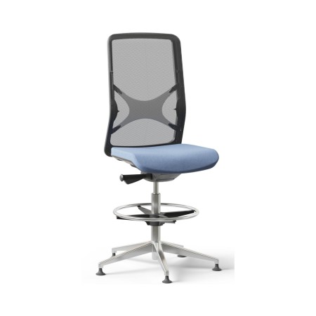 Chaise haute de travail pivotante avec soutien lombaire et repose-pieds WIND tables hautes.