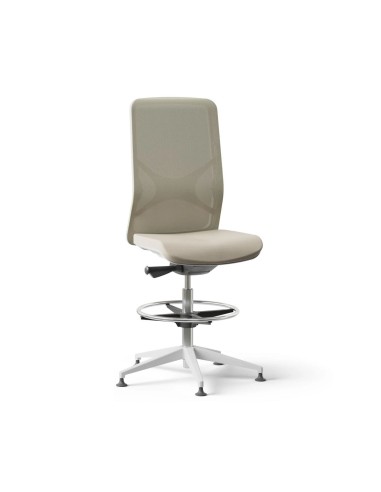 Siège haut stable pour bureau assis-debout WIND avec repose-pieds.