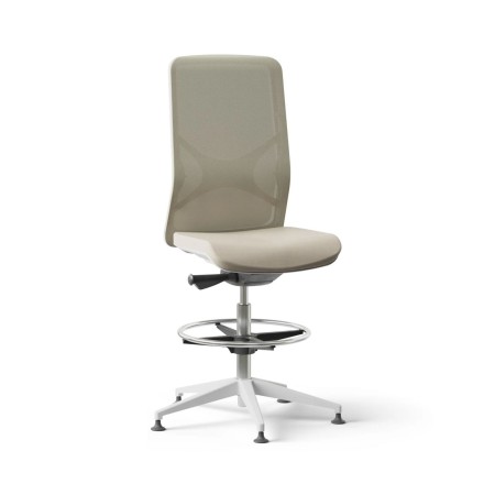 Siège haut stable pour bureau assis-debout WIND avec repose-pieds.