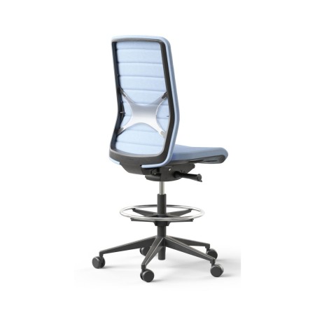 Siège haut mobile avec dossier tissu bleu avec soutien lombaire WIND.