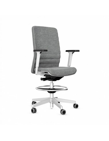Siège pour bureau assis-debout avec soutien lombaire et assise rembourrée grise WIND.