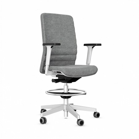 Siège pour bureau assis-debout avec soutien lombaire et assise rembourrée grise WIND.