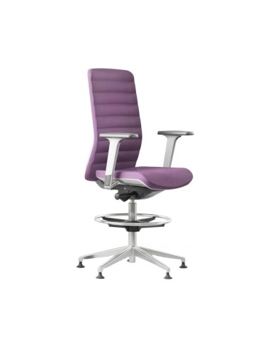 Chaise violette haute stable dossier rembourré WIND avec repose-pied.
