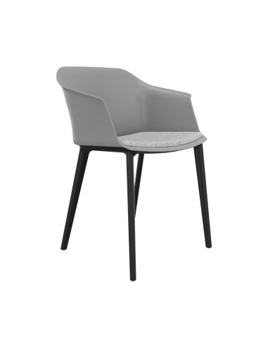 Chaise en polypropylène gris pour conférence avec pieds nylon noirs POLYTONE C.
