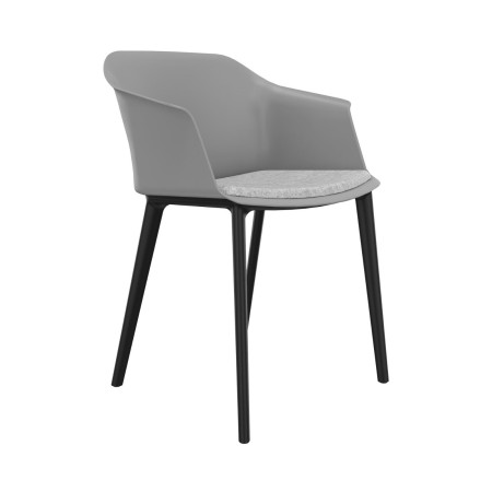 Chaise en polypropylène gris pour conférence avec pieds nylon noirs POLYTONE C.