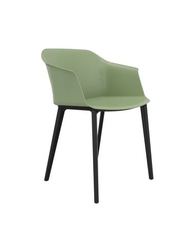 Chaise plastique 4 pieds en nylon POLYTONE-C en vert et noir.
