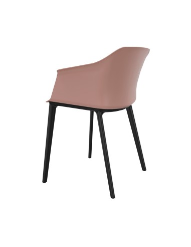 Chaise plastique rose 4 pieds en nylon noir pour conférence POLYTONE C.