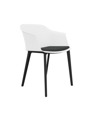 Chaise POLYTONE-C blanche avec accoudoirs et pieds nylon.