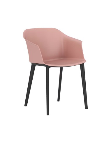 Chaise rose POLYTONE-C en polypropylène avec accoudoirs.