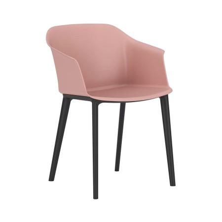 Chaise rose POLYTONE-C en polypropylène avec accoudoirs.