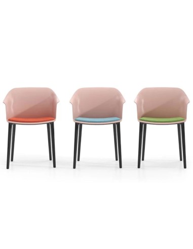 Chaises visiteur en plastique avec coussin POLYTONE C.