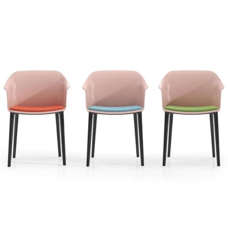 Chaises visiteur en plastique avec coussin POLYTONE C.