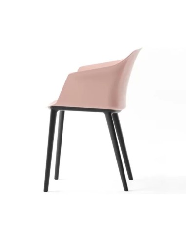 Profil de la chaise POLYTONE C en plastique rose et noir.